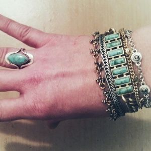 Lucky Brand Turquoise Bracelet Silver and Gold
